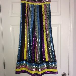 Multi-color sequin capri pants
